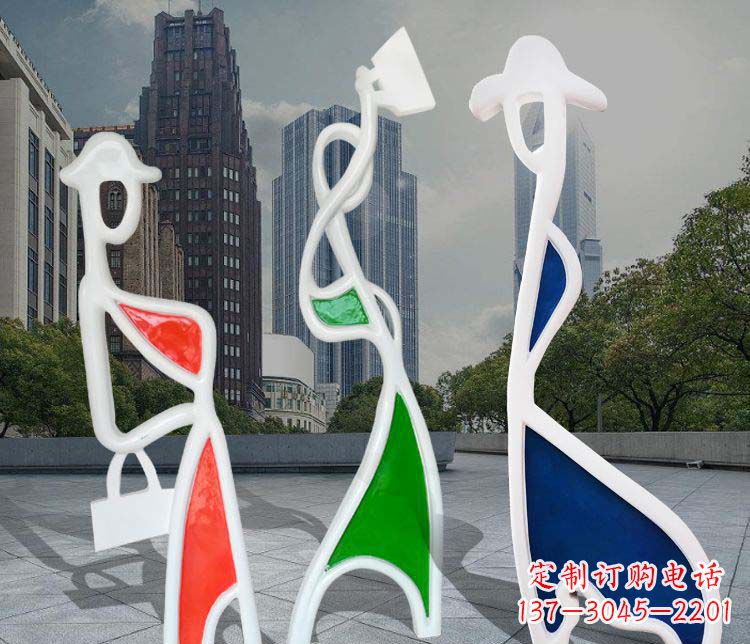 不锈钢城市剪影抽象雕塑