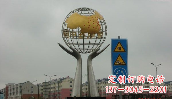 不锈钢城市景观手捧地球雕塑