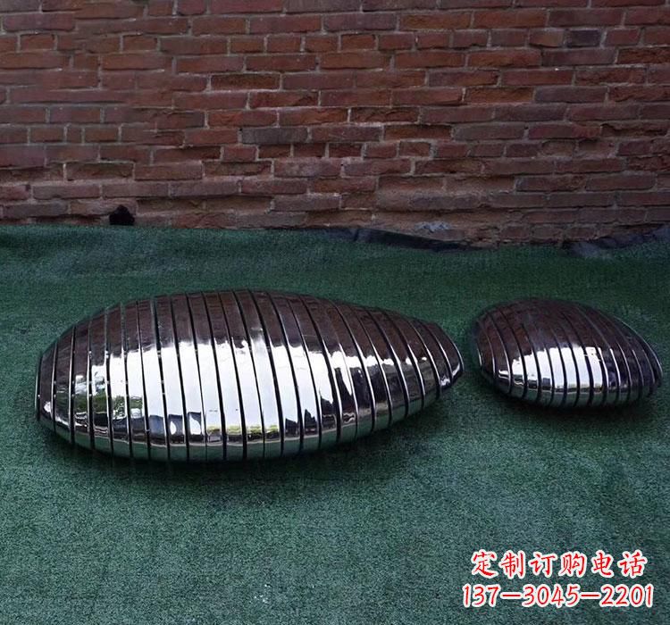 不锈钢城市镜面鹅卵石雕塑
