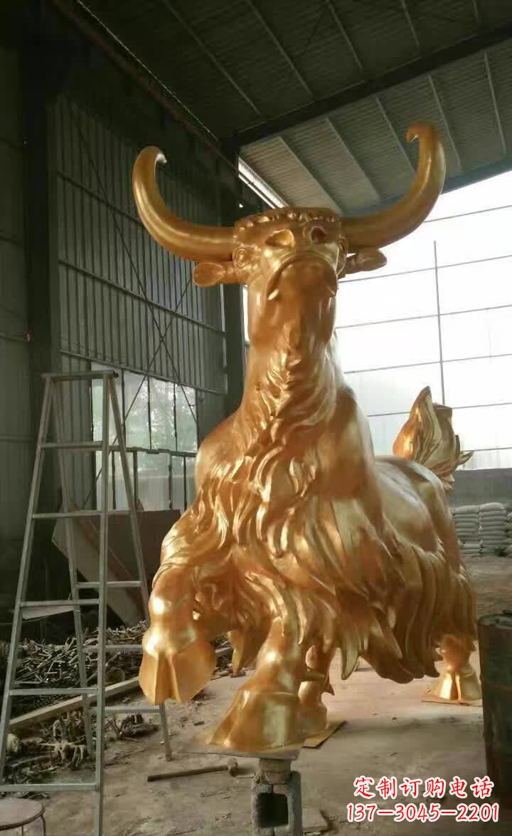 不锈钢城市钛金牦牛雕塑