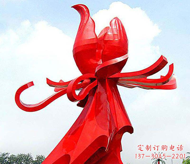 不锈钢抽花朵雕塑