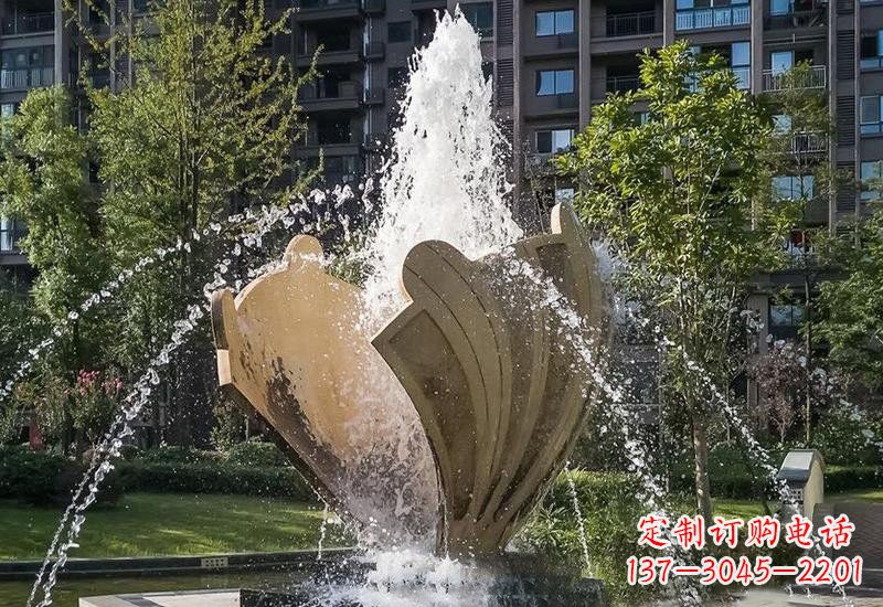 不锈钢抽象贝壳喷泉雕塑