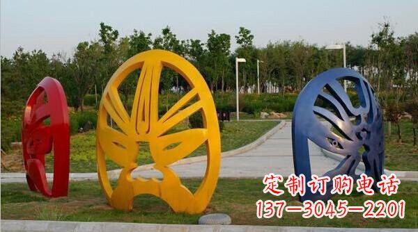 不锈钢抽象彩色脸谱雕塑