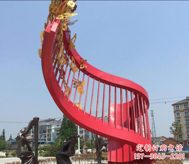 不锈钢抽象创意红色大型景观雕塑
