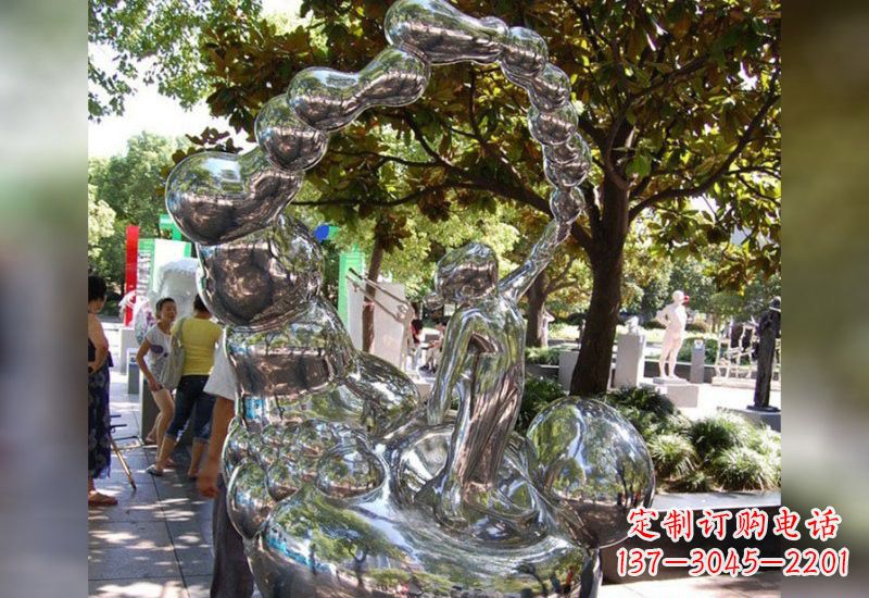 不锈钢/抽象/泡泡/儿童-不锈钢抽象吹泡泡的儿童雕塑 不锈钢/抽象/泡泡/儿童-不锈钢抽象吹泡泡的儿童雕塑