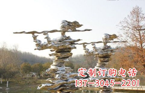 不锈钢抽象吹笛子人物雕塑