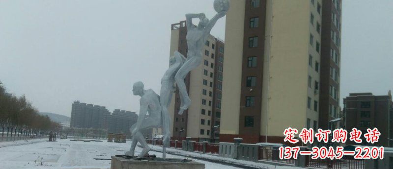 不锈钢抽象打篮球人物雕塑 (2)