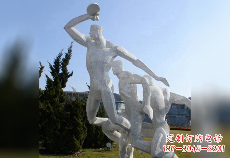 不锈钢抽象打乒乓球人物雕塑