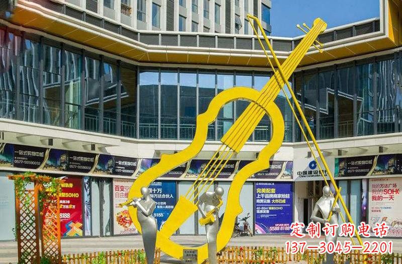 不锈钢抽象大提琴雕塑
