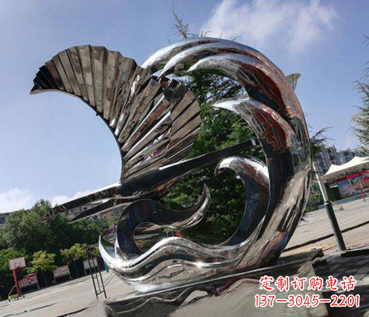 不锈钢抽象帆船雕塑1