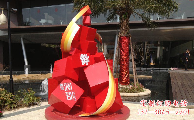 不锈钢抽象方块标志雕塑