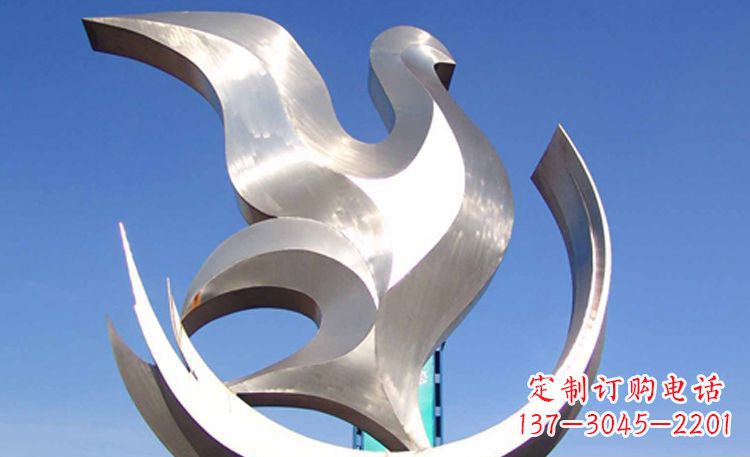 不锈钢抽象飞鸽雕塑
