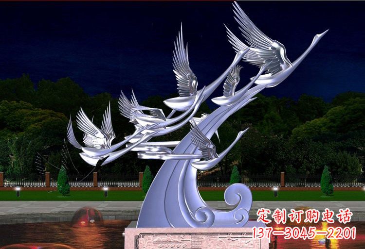 不锈钢抽象飞翔的天鹅设计图