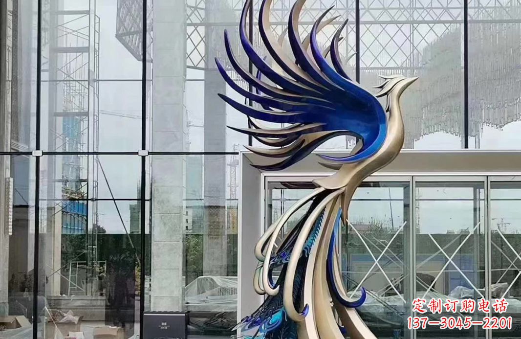 不锈钢抽象飞翔凤凰雕塑