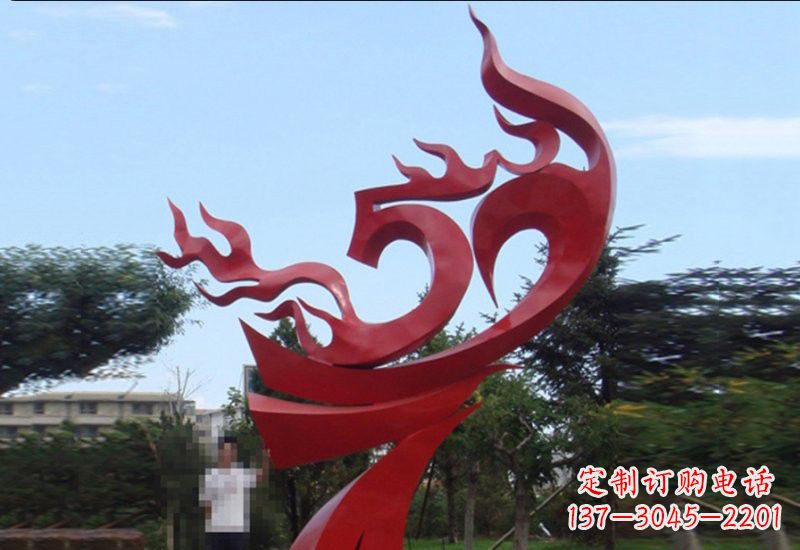 不锈钢抽象凤凰涅槃景观雕塑