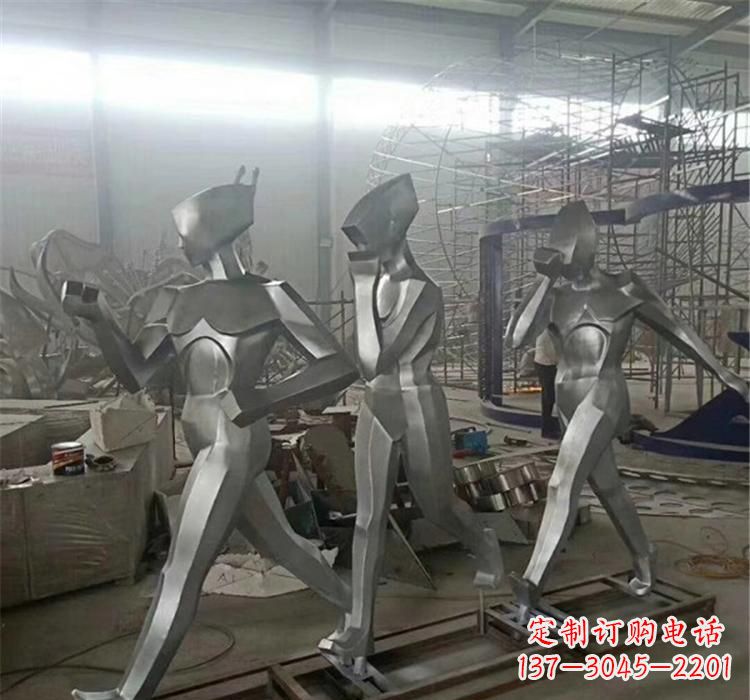不锈钢抽象公园运动人物雕塑