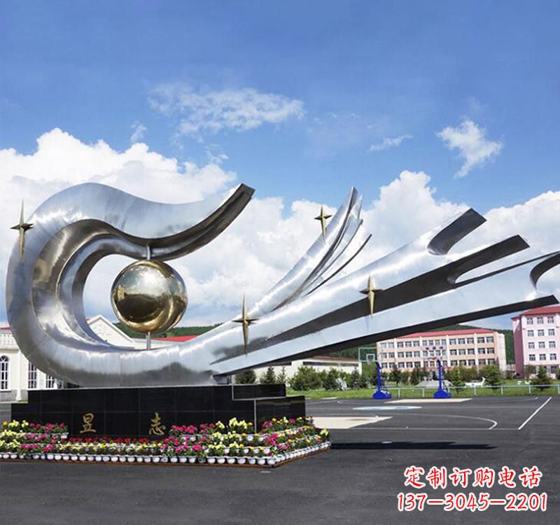 不锈钢抽象广场景观雕塑2