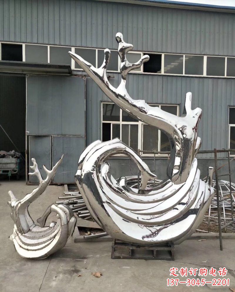 不锈钢抽象海浪浪花雕塑