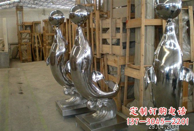 海豚雕塑 - 不锈钢/抽象/海豚/顶球 海豚雕塑 - 不锈钢/抽象/海豚/顶球