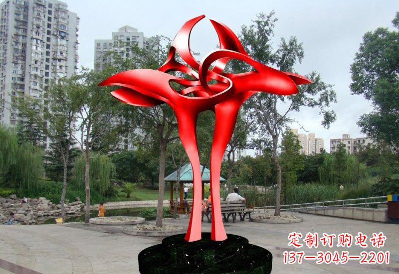 不锈钢抽象花朵雕塑2