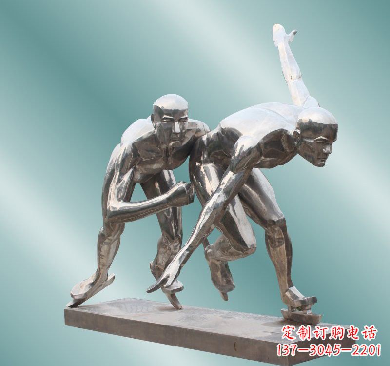 不锈钢抽象滑冰人物雕塑2