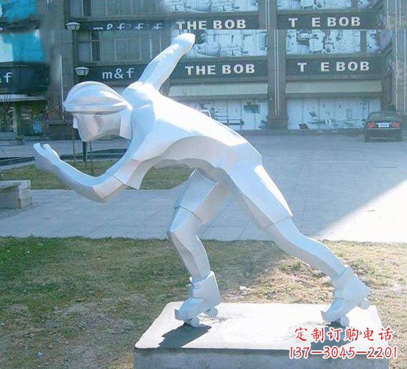 不锈钢抽象滑冰人物雕塑222
