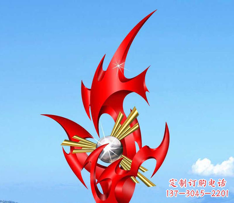不锈钢抽象火苗雕塑 (2)