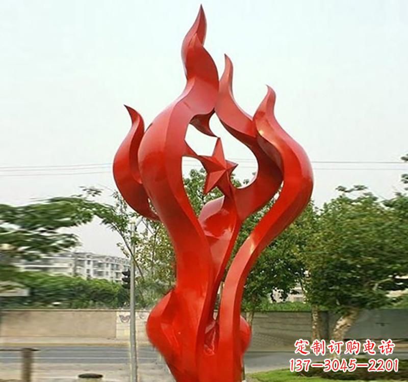 不锈钢抽象火焰景观雕塑