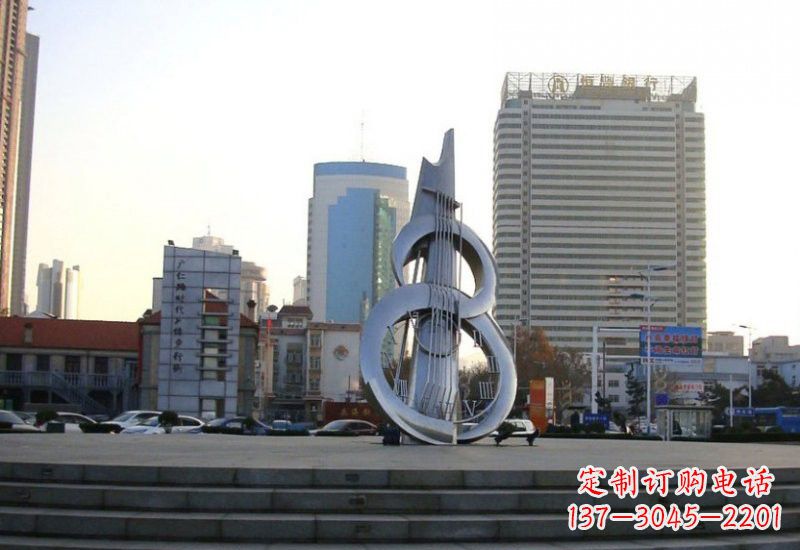 不锈钢抽象吉他雕塑2