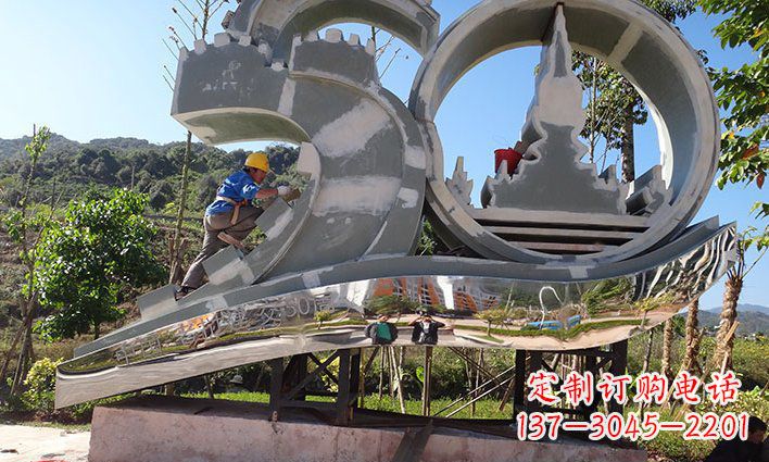 不锈钢抽象纪念数字雕塑
