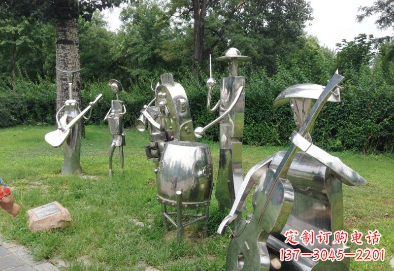 不锈钢抽象乐队人物雕塑