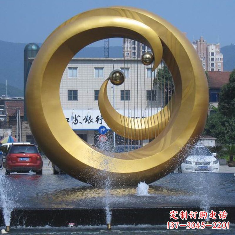 不锈钢抽象乐器喷泉睡觉景观雕塑
