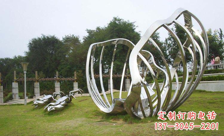 不锈钢抽象螃蟹贝壳雕塑
