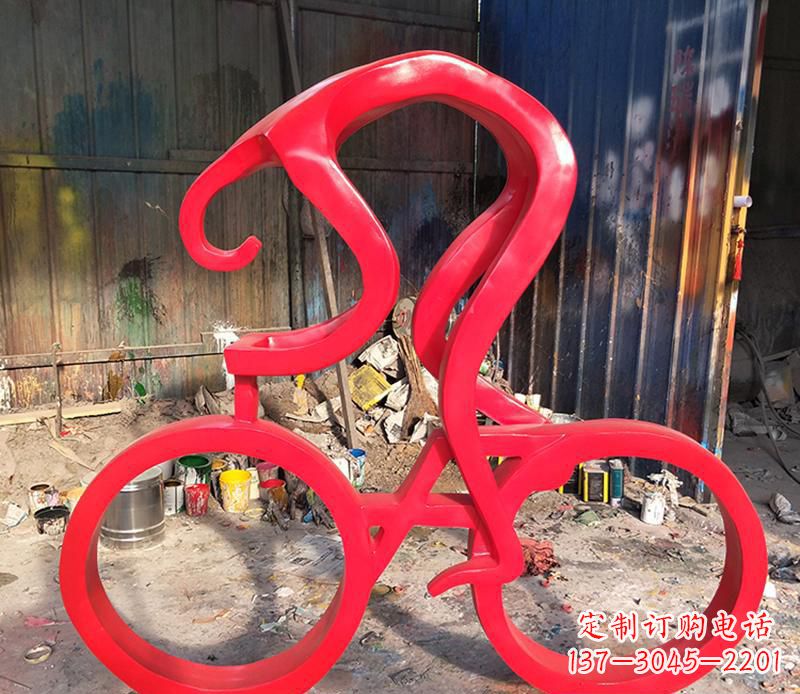 不锈钢抽象骑单车雕塑