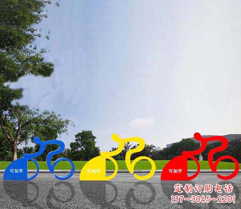 不锈钢抽象骑单车景观雕塑