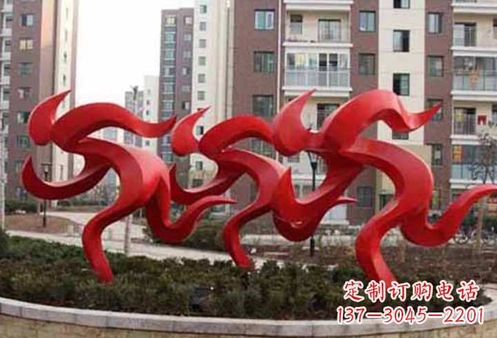 不锈钢抽象人物赛跑雕塑