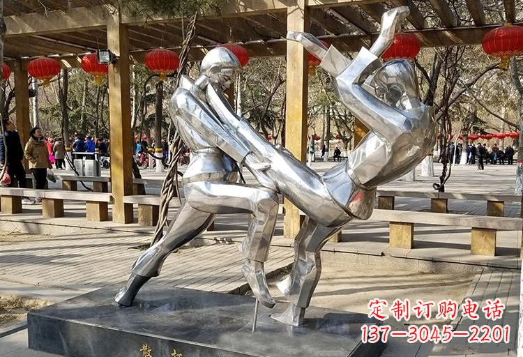 不锈钢抽象散打人物雕塑