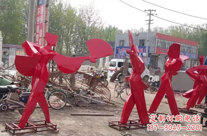 不锈钢抽象扇子舞人物