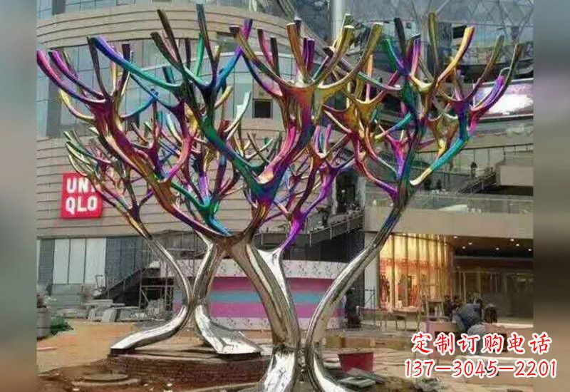 不锈钢抽象树枝雕塑