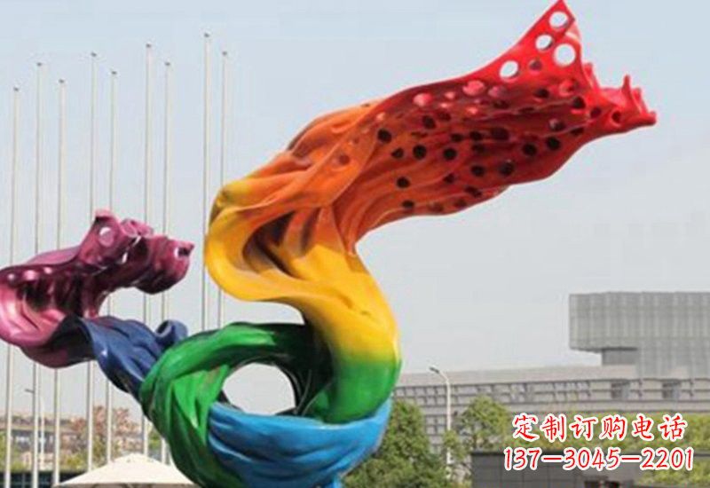 不锈钢抽象丝绸景观雕塑