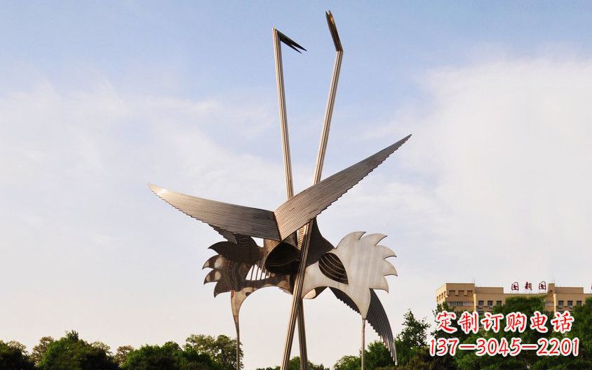 不锈钢抽象鸵鸟广场雕塑
