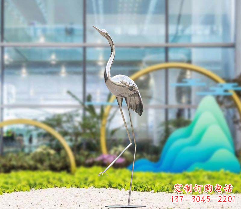 不锈钢抽象仙鹤雕塑1
