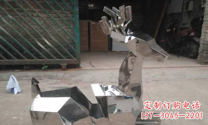 不锈钢抽象小鹿雕塑 (2)