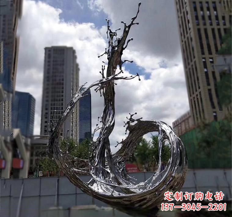 不锈钢抽象艺术海浪雕塑
