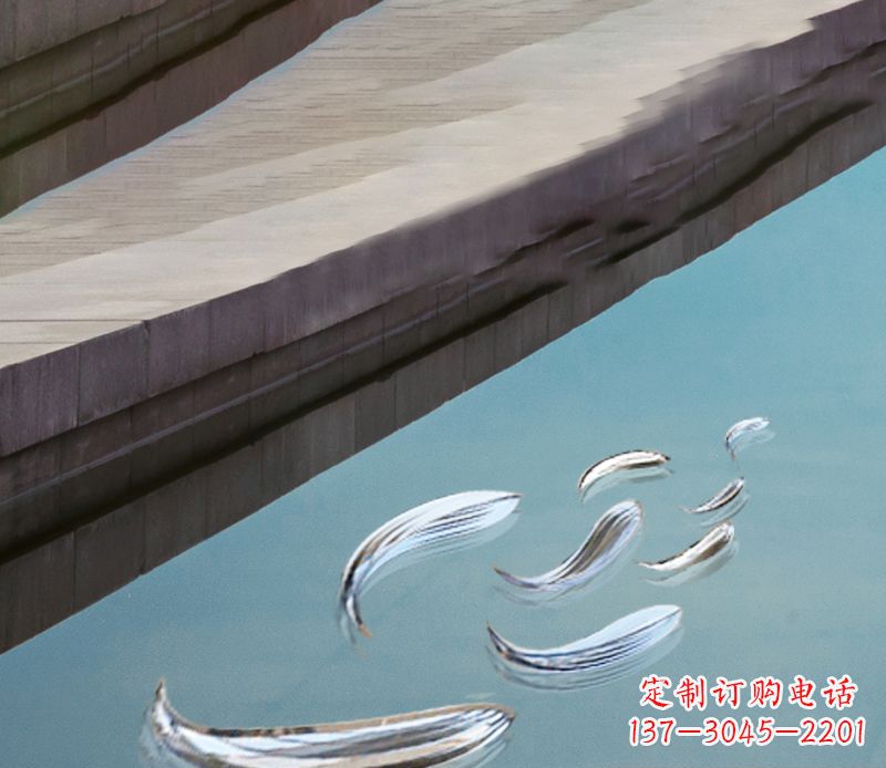 不锈钢抽象鱼群雕塑