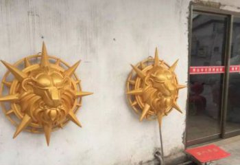 玻璃钢狮子头雕塑——精美景观装置