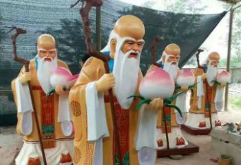 玻璃钢宗教庙宇神像彩绘老寿星雕塑