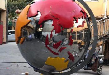 不锈钢彩绘地球仪雕塑