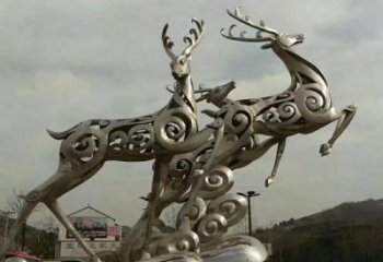 不锈钢梅花鹿雕塑——祥云浮雕的精美绝伦