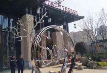 不锈钢抽象镜面圆环雕塑